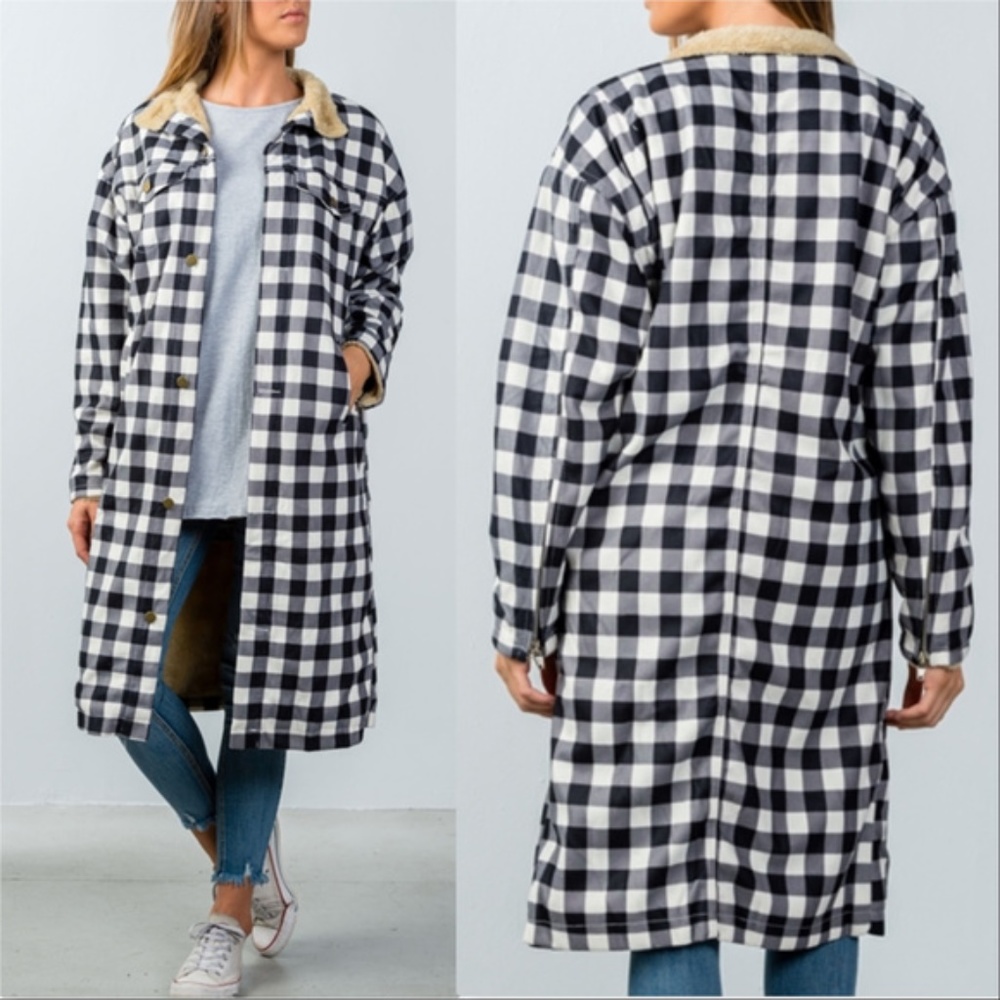 Plaid Fur Lined Coat - Picture 2 of 5